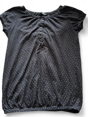 Women's' Black Dot-Print Short Sleeve Top